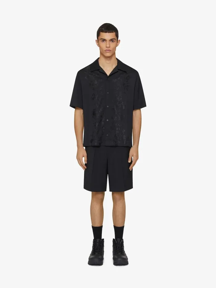 Men Shirts Givenchy Boxy Fit Shirt In Floral Jacquard Black