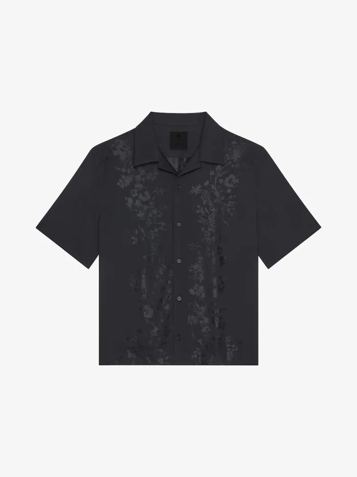 Men Shirts Givenchy Boxy Fit Shirt In Floral Jacquard Black