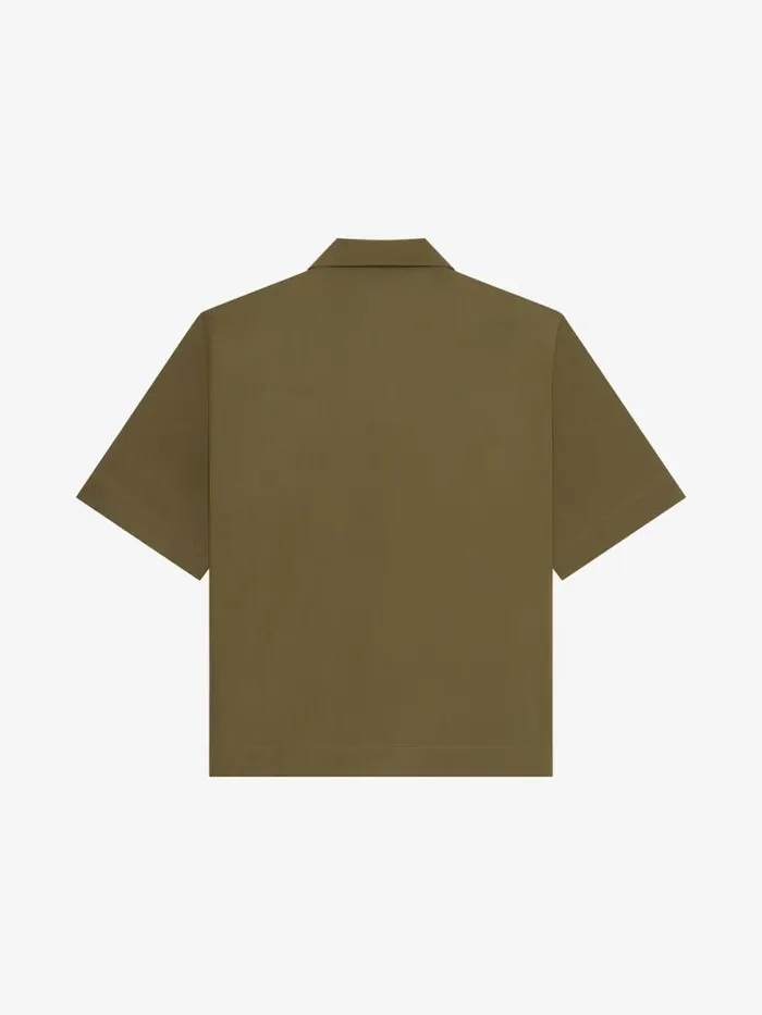 Men Shirts Givenchy GIVENCHY Boxy Fit Hawaiian Shirt In Poplin Khakiblack