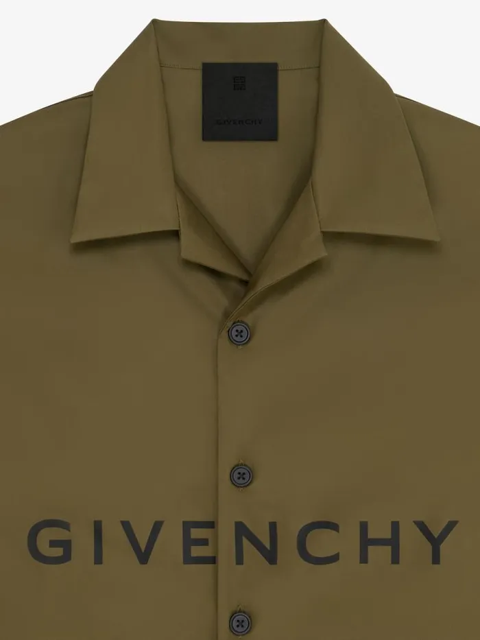 Men Shirts Givenchy GIVENCHY Boxy Fit Hawaiian Shirt In Poplin Khakiblack