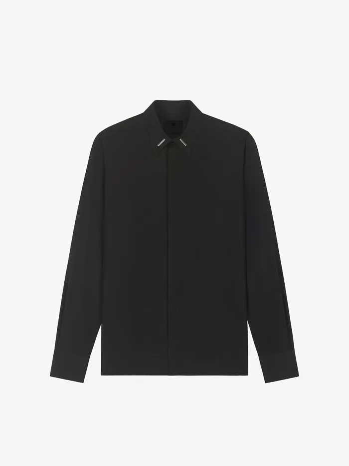 Men Shirts Givenchy Shirt In Poplin With Collar Details Black
