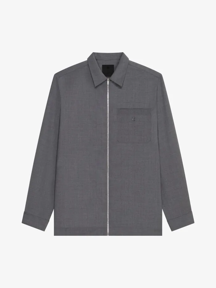 Men Shirts Givenchy Zipped Shirt In Wool Medium Grey