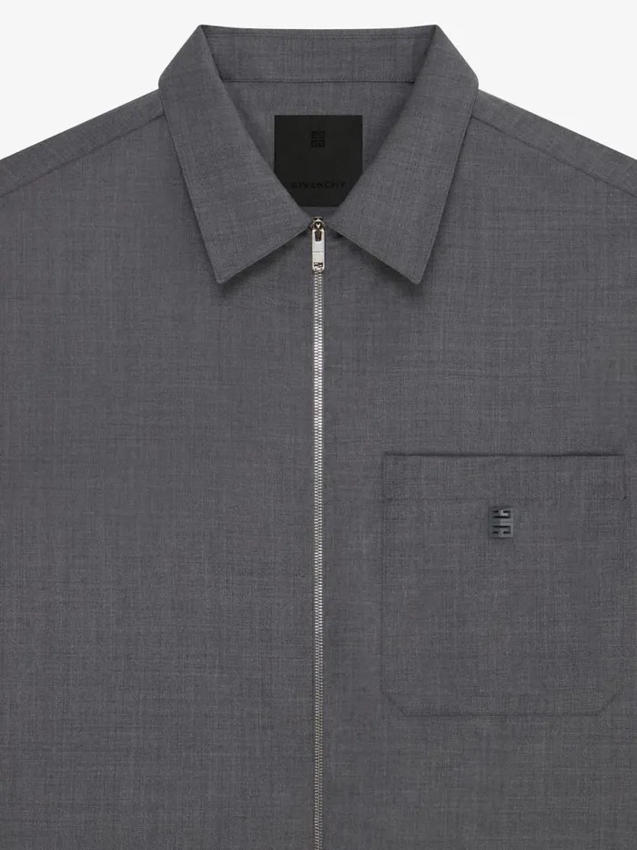 Men Shirts Givenchy Zipped Shirt In Wool Medium Grey Men Shirts Givenchy Zipped Shirt In Wool Medium Grey
