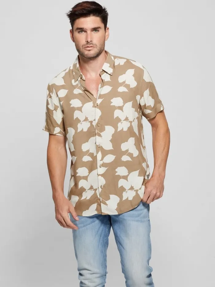 Men Shirts GUESS Eco Rayon Shadow Floral Shirt ShadowBlock Floral Therm