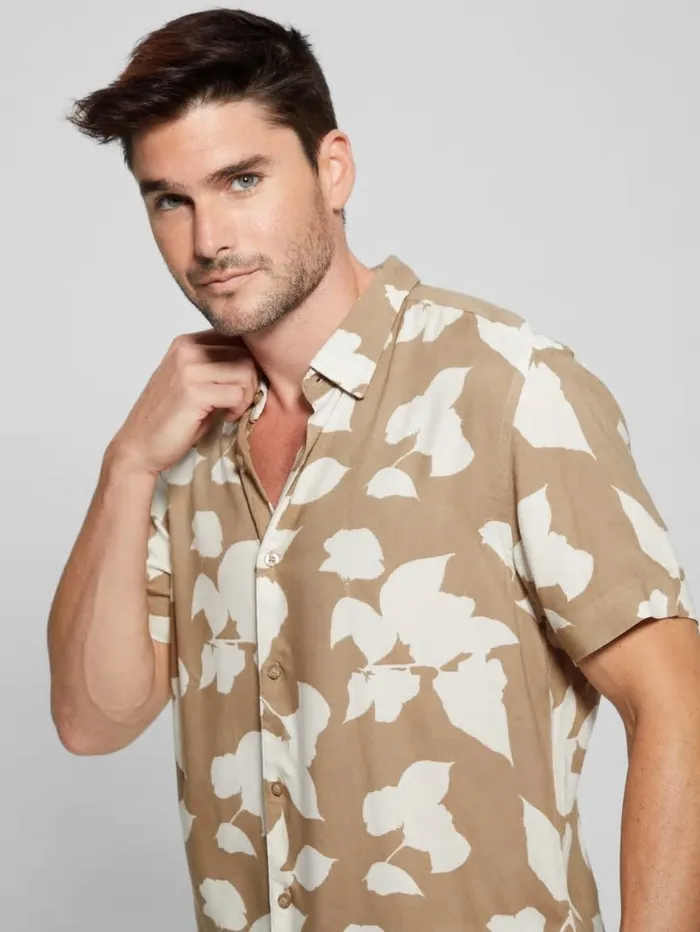 Men Shirts GUESS Eco Rayon Shadow Floral Shirt ShadowBlock Floral Therm Men Shirts GUESS Eco Rayon Shadow Floral Shirt ShadowBlock Floral Therm