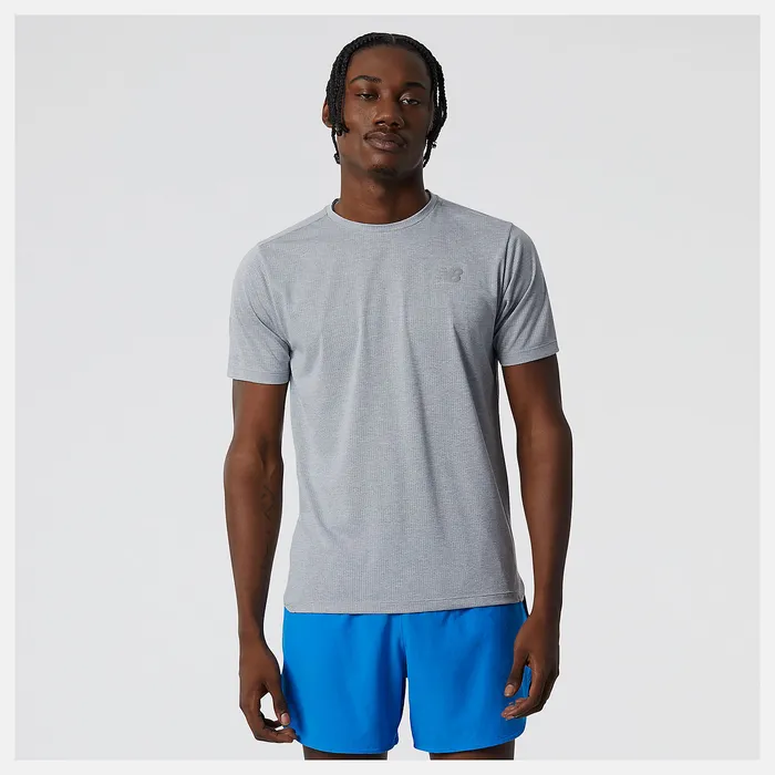 Men Shirts New Balance Impact Run Short Sleeve ATHLETIC GREY