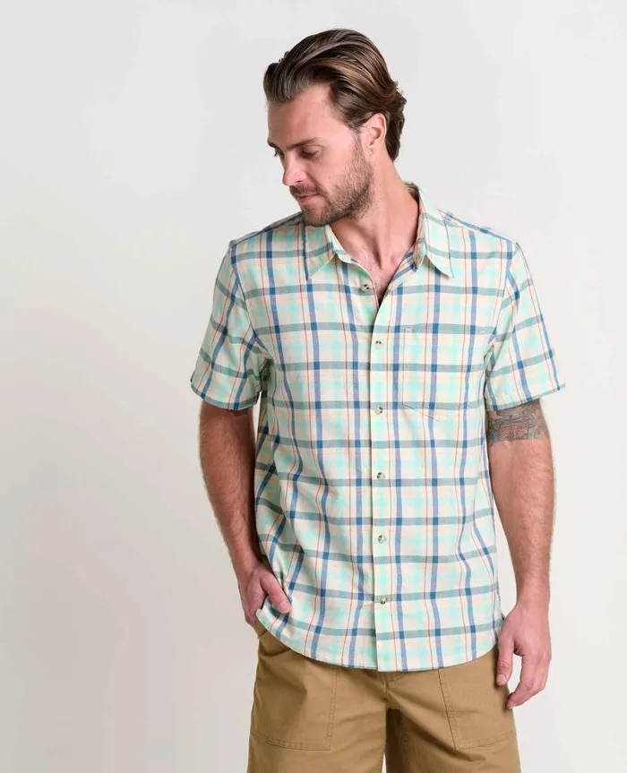 Men Shirts Toad and Co Airscape Short Sleeve Shirt Lichen Check