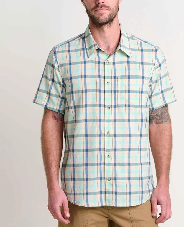 Men Shirts Toad and Co Airscape Short Sleeve Shirt Lichen Check