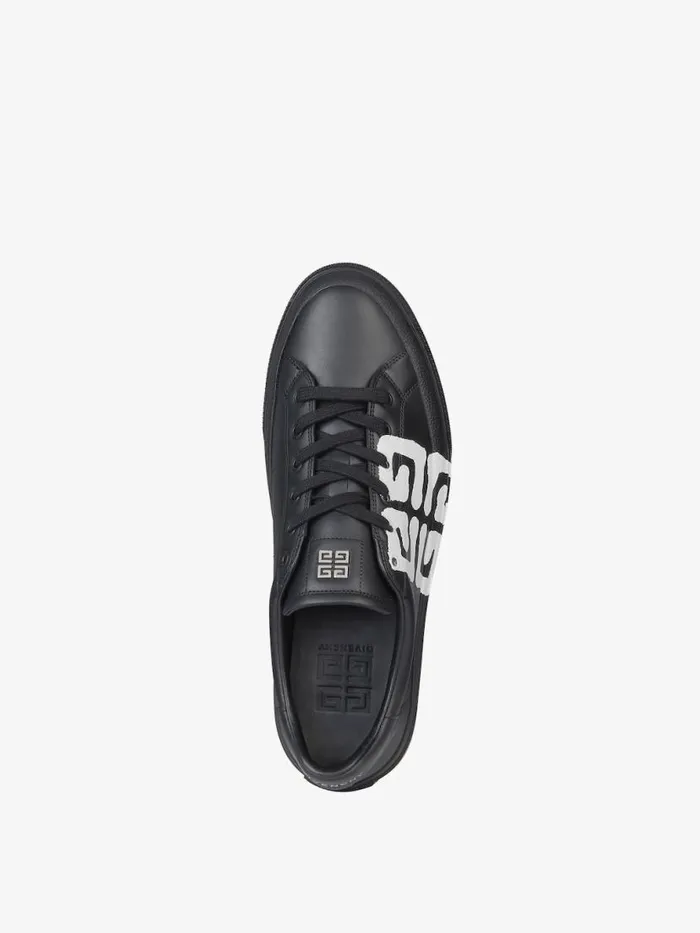 Men Sneakers Givenchy City Sport Sneakers In Leather With Tag Effect 4G Print Blackwhite