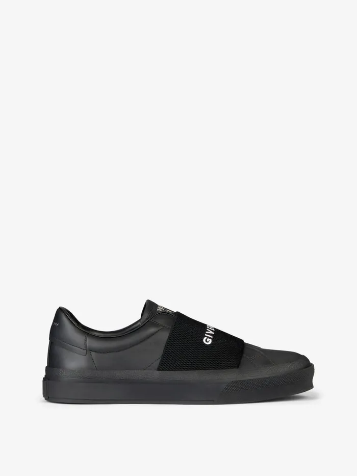 Men Sneakers Givenchy Sneakers City Sport In Leather With GIVENCHY Webbing Black