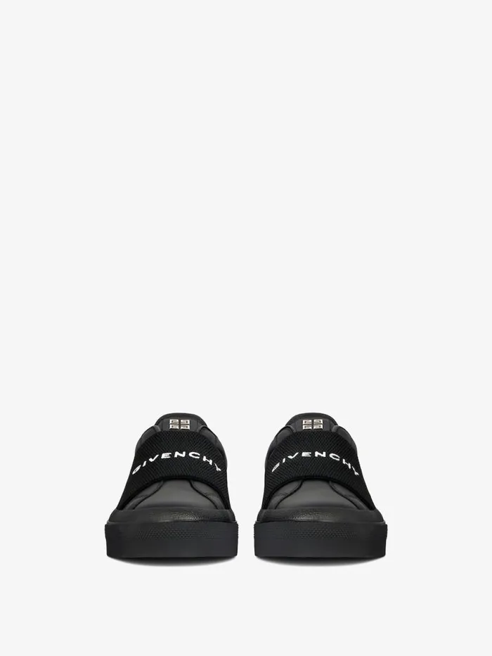Men Sneakers Givenchy Sneakers City Sport In Leather With GIVENCHY Webbing Black