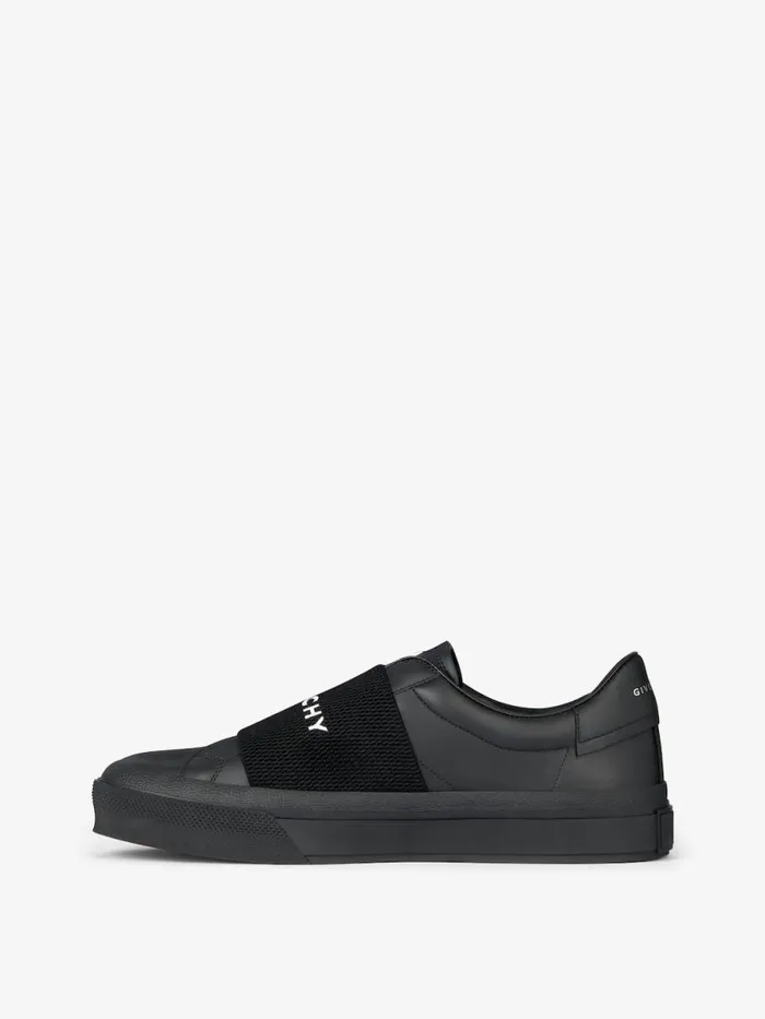 Men Sneakers Givenchy Sneakers City Sport In Leather With GIVENCHY Webbing Black
