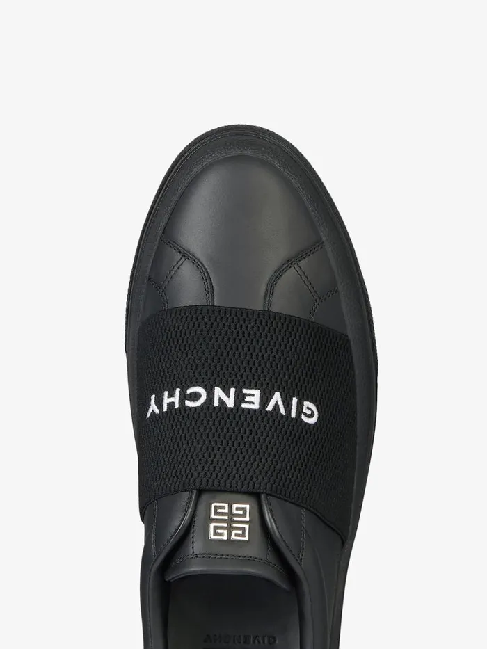 Men Sneakers Givenchy Sneakers City Sport In Leather With GIVENCHY Webbing Black