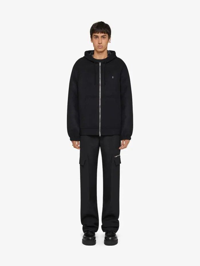 Men Sweatshirts and Hoodies Givenchy Hoodie In Double Face Wool Blackgrey