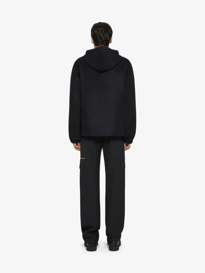 Men Sweatshirts and Hoodies Givenchy Hoodie In Double Face Wool Blackgrey