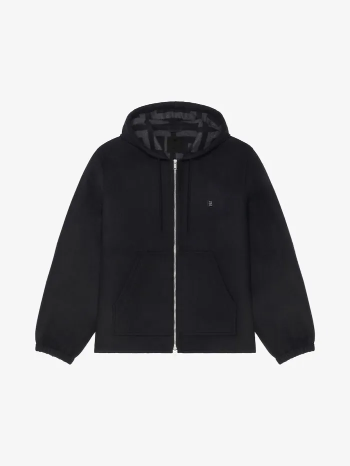 Men Sweatshirts and Hoodies Givenchy Hoodie In Double Face Wool Blackgrey