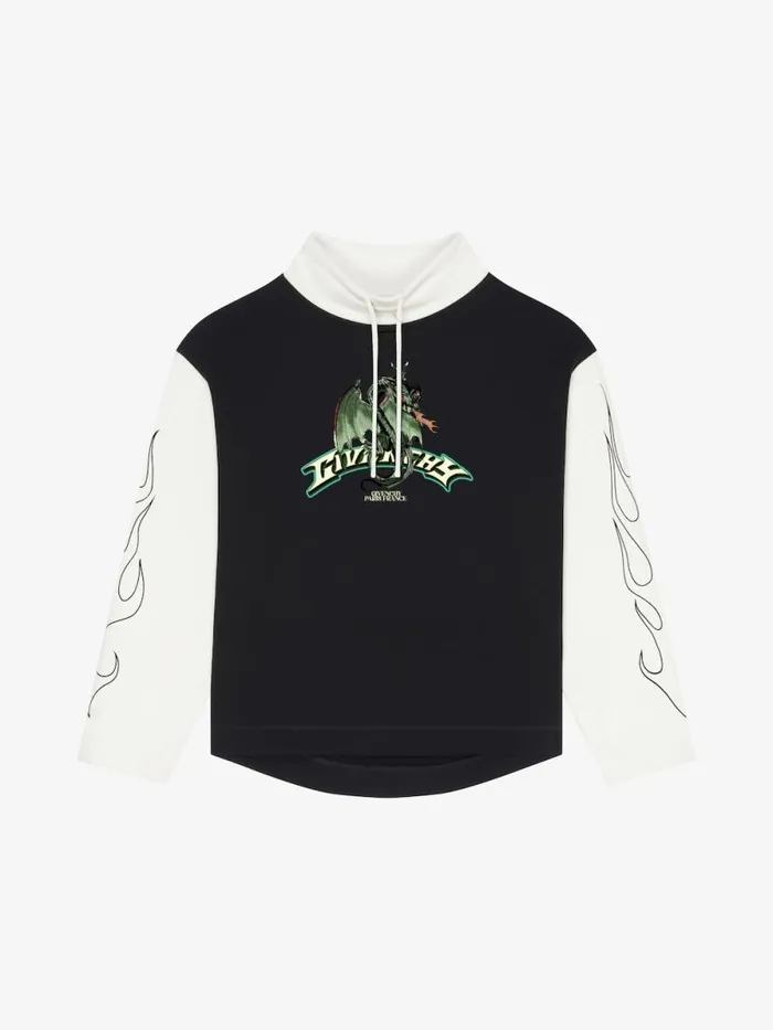 Men Sweatshirts and Hoodies Givenchy Sweatshirt In Fleece With GIVENCHY Dragon Print Blackwhite Men Sweatshirts and Hoodies Givenchy Sweatshirt In Fleece With GIVENCHY Dragon Print Blackwhite