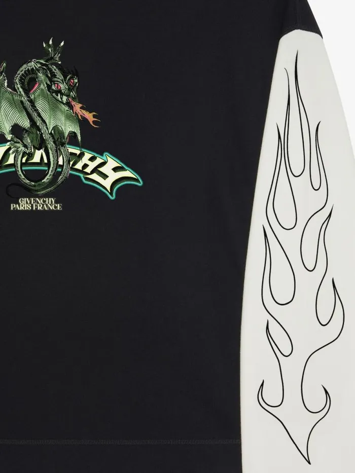 Men Sweatshirts and Hoodies Givenchy Sweatshirt In Fleece With GIVENCHY Dragon Print Blackwhite