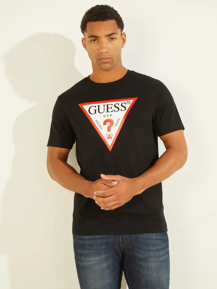 Men TShirts and Tanks GUESS Classic Logo Tee Jet Black