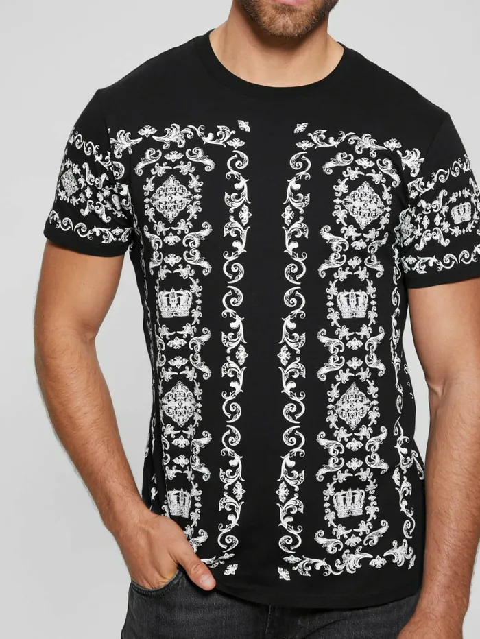 Men TShirts and Tanks GUESS Eco Crown Scroll Tee Black