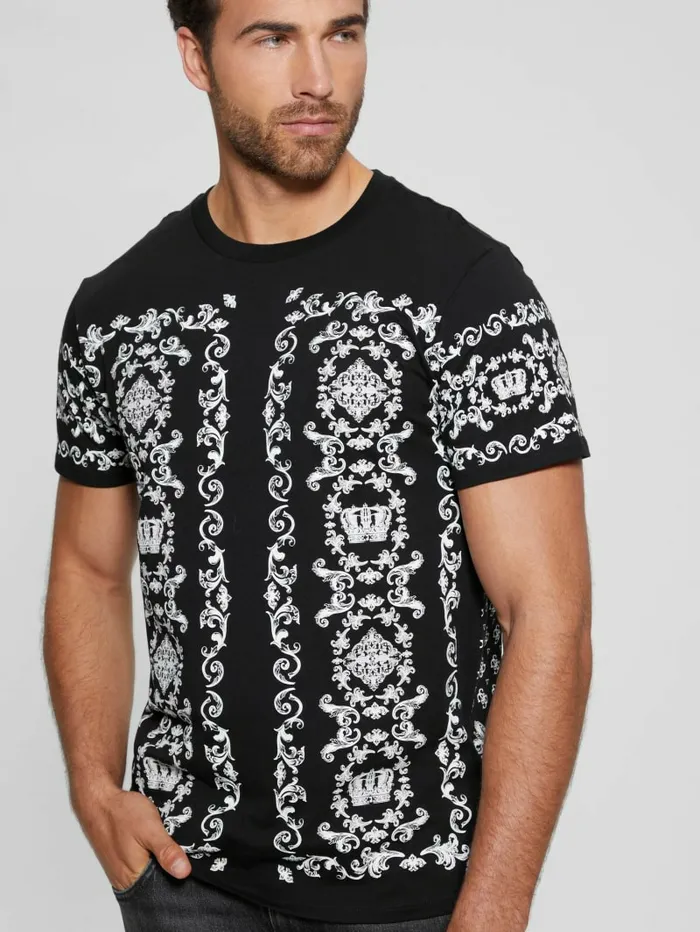 Men TShirts and Tanks GUESS Eco Crown Scroll Tee Black Men TShirts and Tanks GUESS Eco Crown Scroll Tee Black