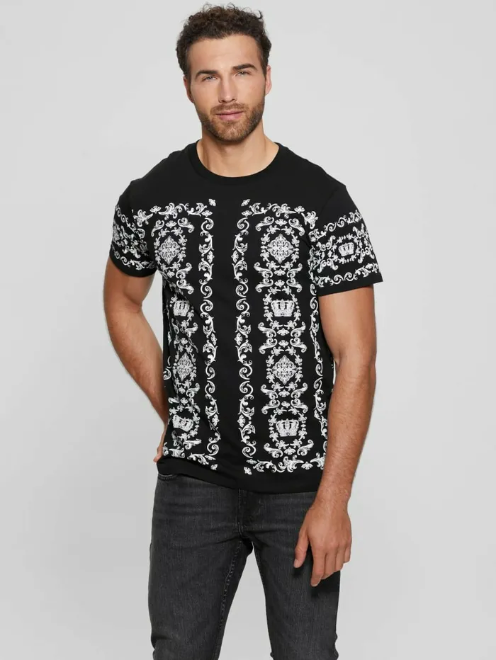 Men TShirts and Tanks GUESS Eco Crown Scroll Tee Black Men TShirts and Tanks GUESS Eco Crown Scroll Tee Black