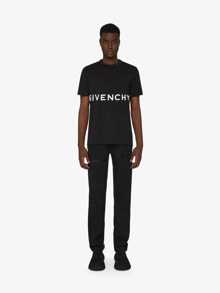 Men TShirts Givenchy GIVENCHY 4G Slim Fit Tshirt In Cotton Black