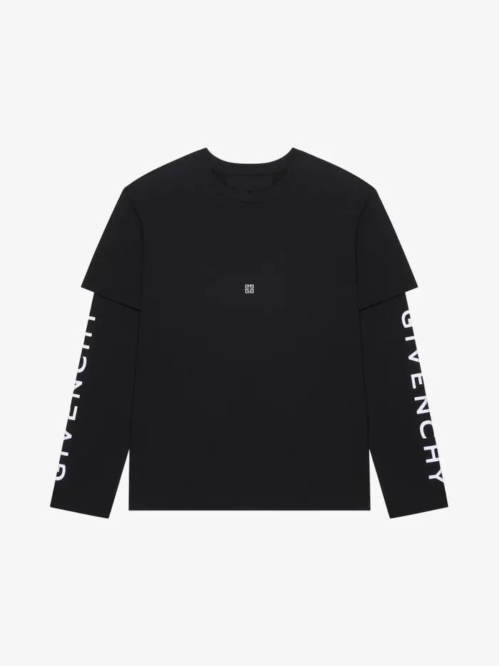 Men TShirts Givenchy GIVENCHY Double Layered Tshirt In Cotton Black