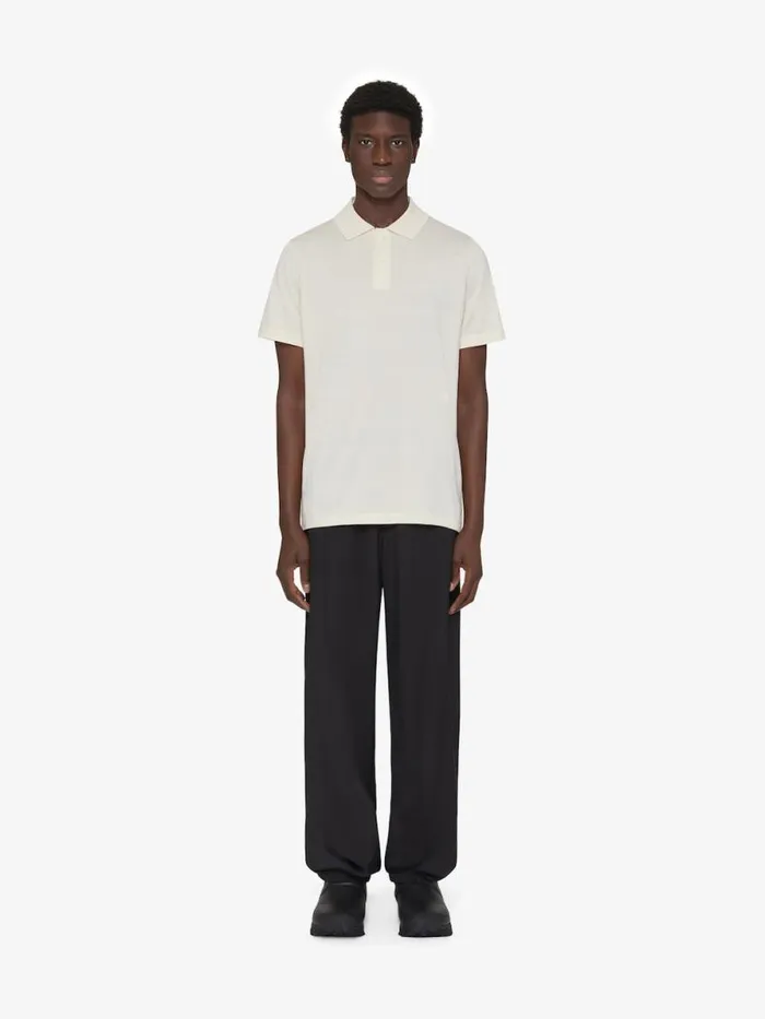 Men TShirts Givenchy Polo In Cotton And Silk With 4G Detail Ivory