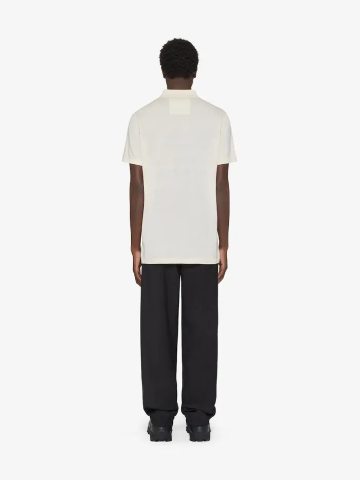 Men TShirts Givenchy Polo In Cotton And Silk With 4G Detail Ivory