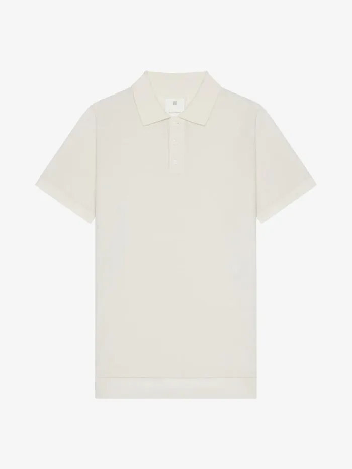Men TShirts Givenchy Polo In Cotton And Silk With 4G Detail Ivory