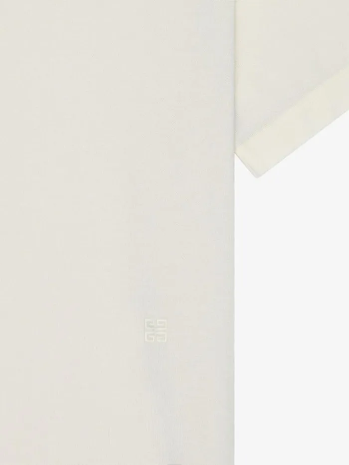 Men TShirts Givenchy Polo In Cotton And Silk With 4G Detail Ivory