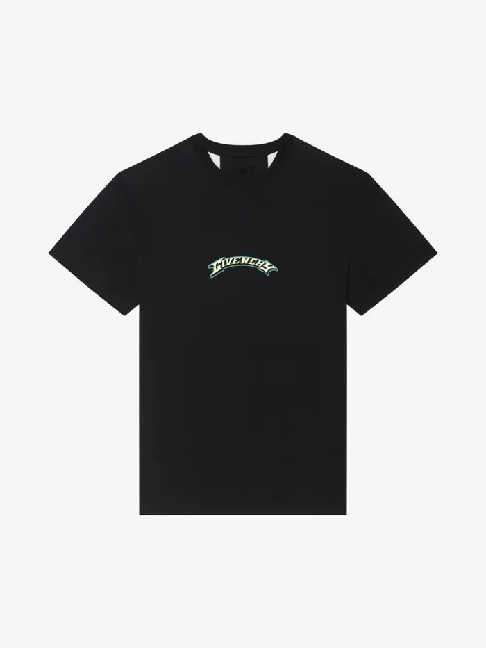 Men TShirts Givenchy Tshirt In Cotton With GIVENCHY Dragon Print Blackwhite