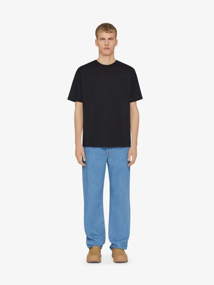 Men TShirts Givenchy Tshirt In Mercerized Cotton With 4G Detail Black