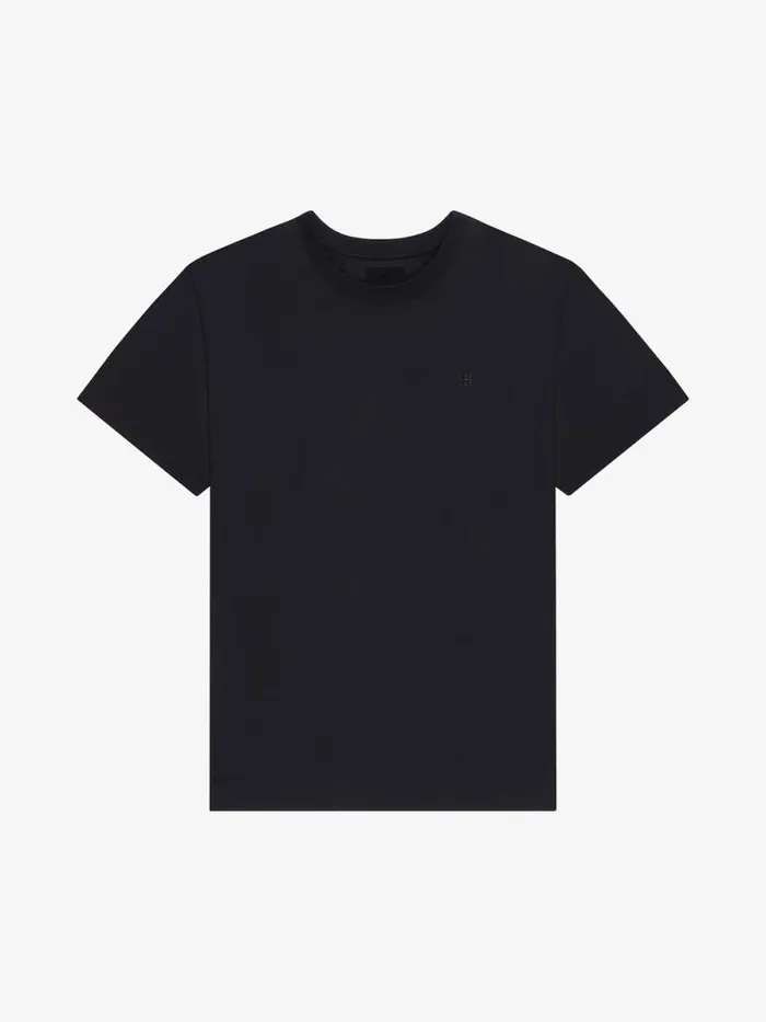 Men TShirts Givenchy Tshirt In Mercerized Cotton With 4G Detail Black