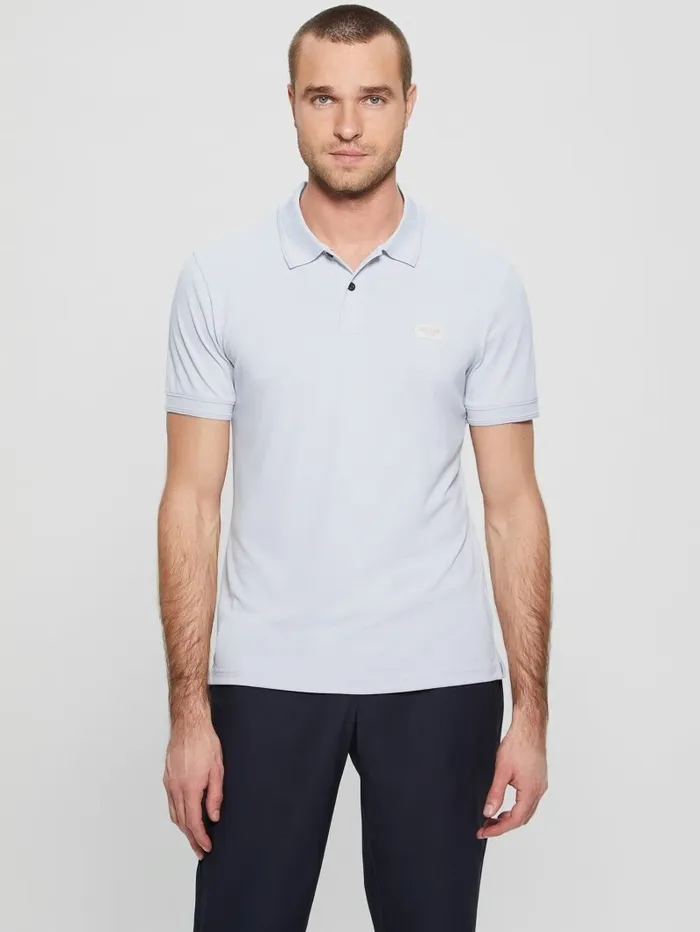 Men TechStretch Polo Soft Grey Shirts GUESS Men TechStretch Polo Soft Grey Shirts GUESS