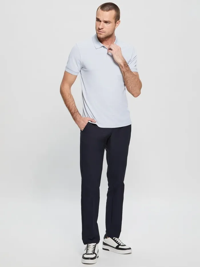 Men TechStretch Polo Soft Grey Shirts GUESS Men TechStretch Polo Soft Grey Shirts GUESS