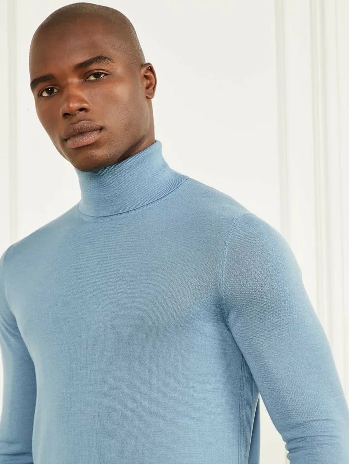 Merino Wool Turtleneck Sweater Elite Blue Men Hoodies and Sweaters GUESS Merino Wool Turtleneck Sweater Elite Blue Men Hoodies and Sweaters GUESS