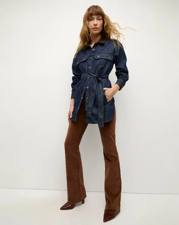 Mikaela Shacket With Corduroy Collar Indigo Rinse Women Veronica Beard Jackets and Outerwear Mikaela Shacket With Corduroy Collar Indigo Rinse Women Veronica Beard Jackets and Outerwear