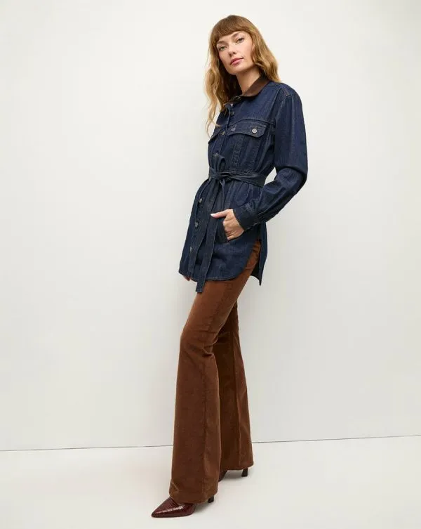 Mikaela Shacket With Corduroy Collar Indigo Rinse Women Veronica Beard Jackets and Outerwear Mikaela Shacket With Corduroy Collar Indigo Rinse Women Veronica Beard Jackets and Outerwear