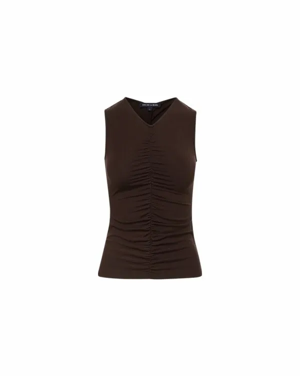 Neeta Sleeveless Top Dark Chocolate Women Veronica Beard Tops Neeta Sleeveless Top Dark Chocolate Women Veronica Beard Tops