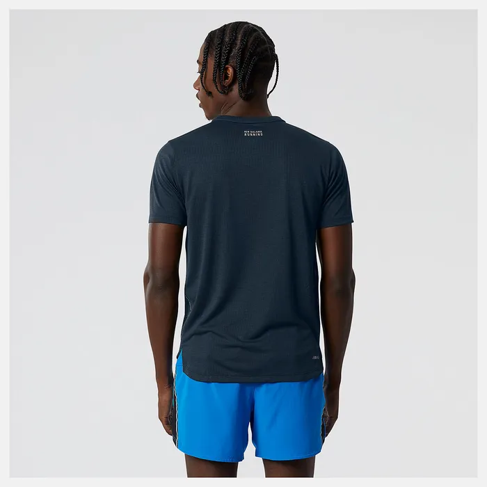 New Balance Shirts Men Impact Run Short Sleeve NATURAL INDIGO HEATHER New Balance Shirts Men Impact Run Short Sleeve NATURAL INDIGO HEATHER