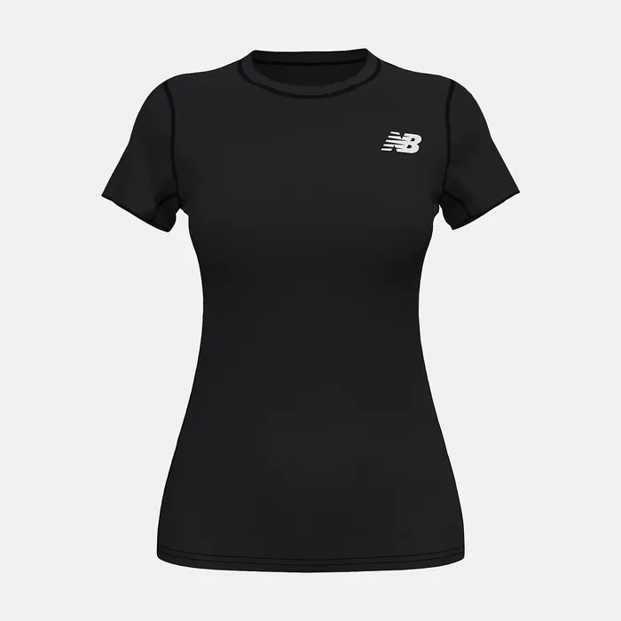 New Balance Shirts Women W Baselayer Short Sleeve Top TEAM BLACK