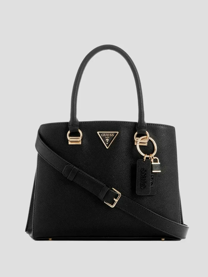 Noelle Girlfriend Satchel Black Floral Print Women Handbags GUESS