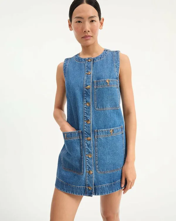 Oakley Denim Minidress Cornflower Women Veronica Beard Dresses Oakley Denim Minidress Cornflower Women Veronica Beard Dresses