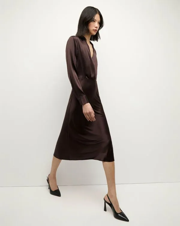 Otis Silk Dress Dark Chocolate Women Veronica Beard Dresses Otis Silk Dress Dark Chocolate Women Veronica Beard Dresses