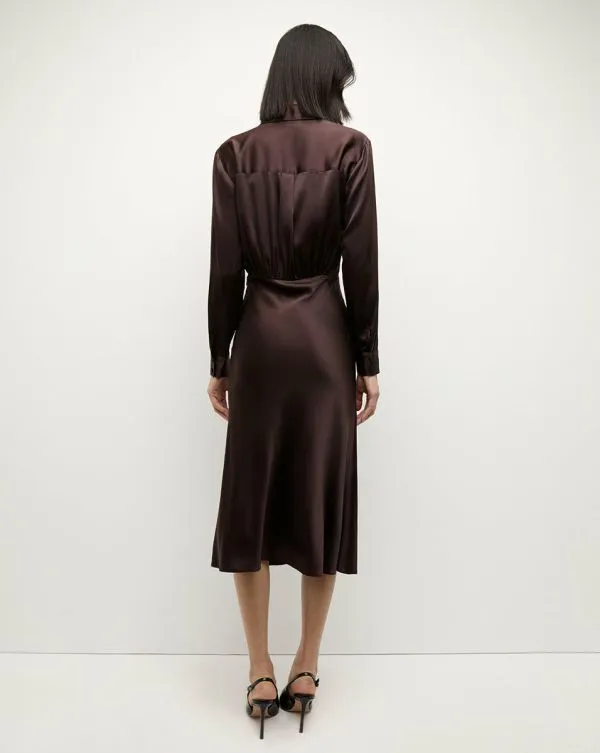 Otis Silk Dress Dark Chocolate Women Veronica Beard Dresses Otis Silk Dress Dark Chocolate Women Veronica Beard Dresses