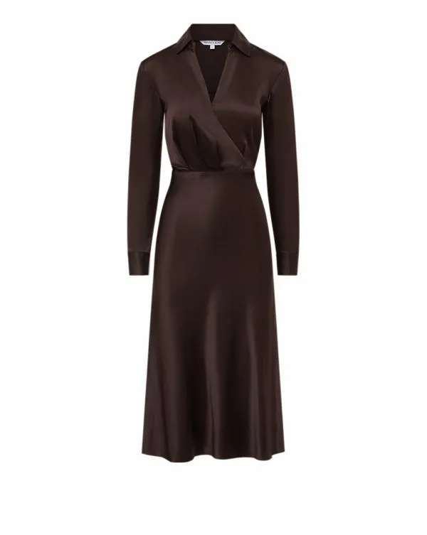 Otis Silk Dress Dark Chocolate Women Veronica Beard Dresses Otis Silk Dress Dark Chocolate Women Veronica Beard Dresses