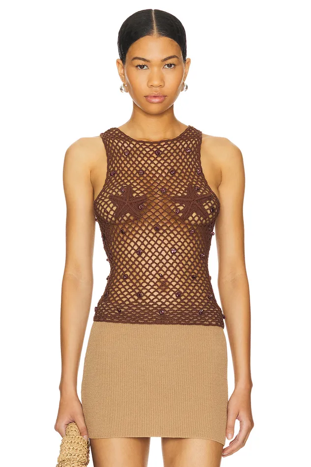 Ottavia Crochet Top Brown Women Lovers and Friends Tops