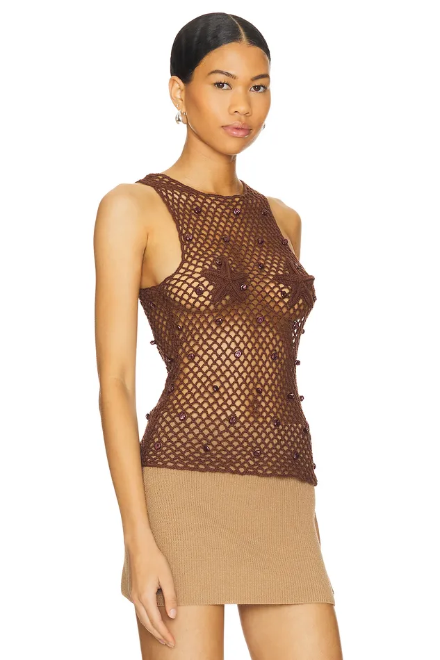 Ottavia Crochet Top Brown Women Lovers and Friends Tops Ottavia Crochet Top Brown Women Lovers and Friends Tops